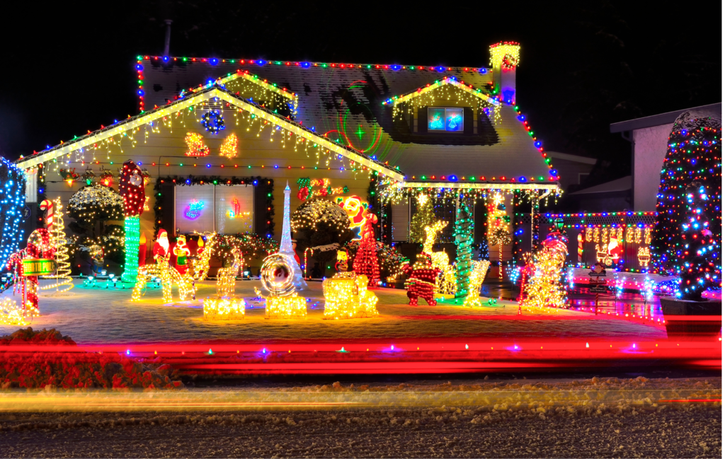 Christmas lights on a house