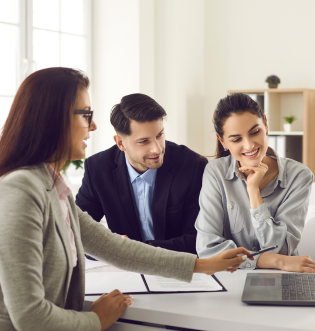 People and Tax Accountant looking at computer