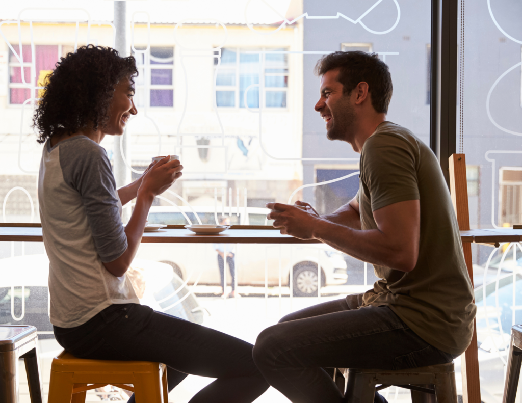 couple having coffee on a date