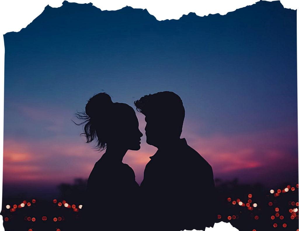 Couple silhouette close together