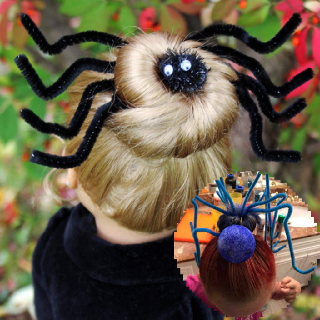 crazy hair day little girl's hair looks like spider