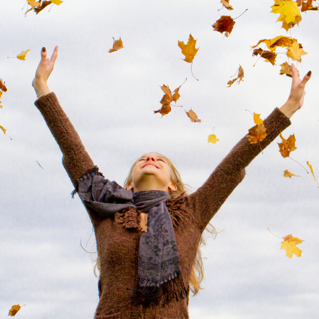 happy woman in fall