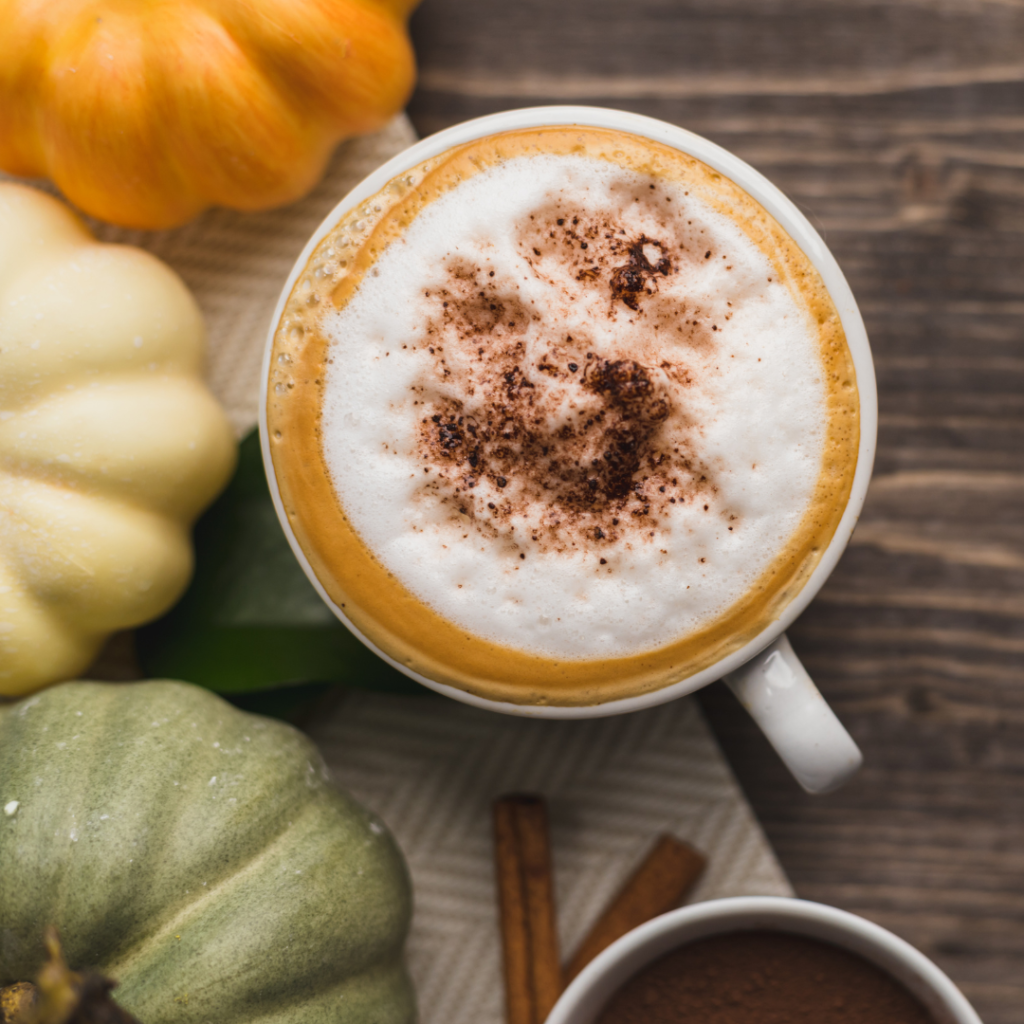 aesthetic photo of pumpkin spice latte