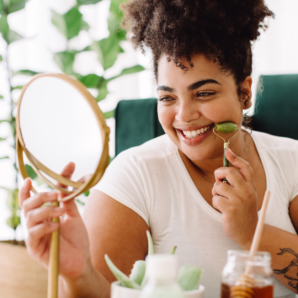 woman doing skin care