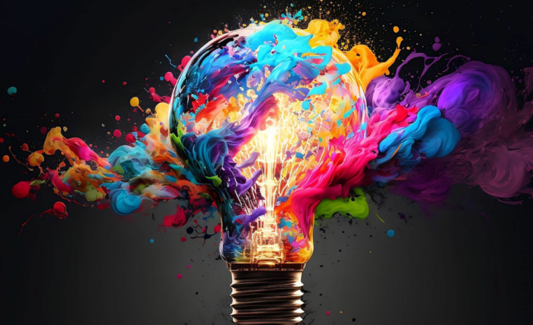 lightbulb of exploding colors symbolizing innovation