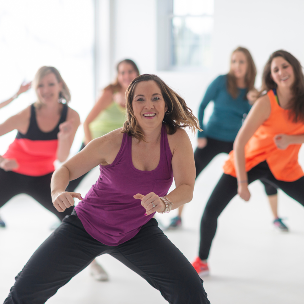 women taking a dance fitness class