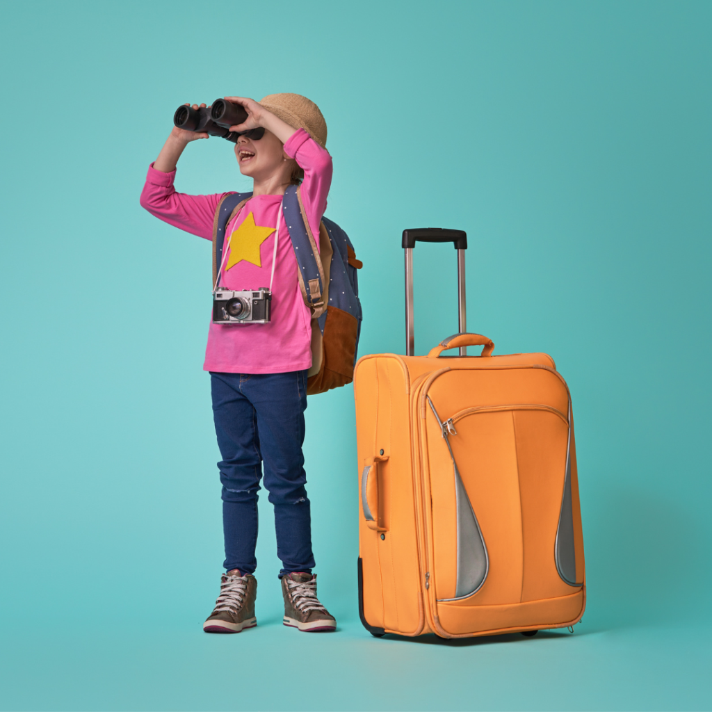 little girl in tourist costume