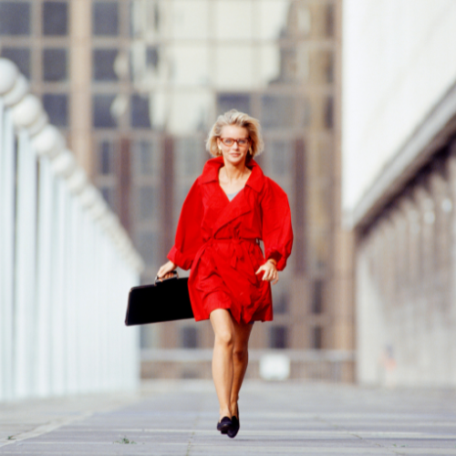 Woman in Red walking