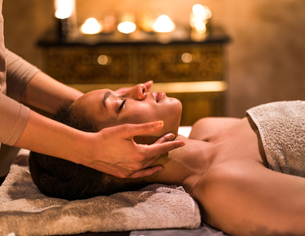 Woman laying down getting a massage