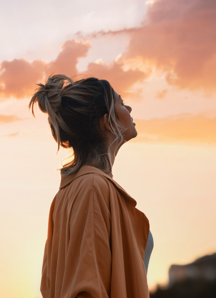 Woman looking up at sky