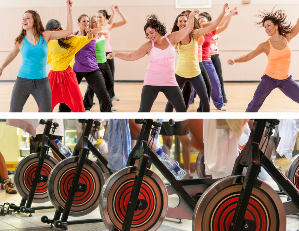 Zumba Class with women and cycling