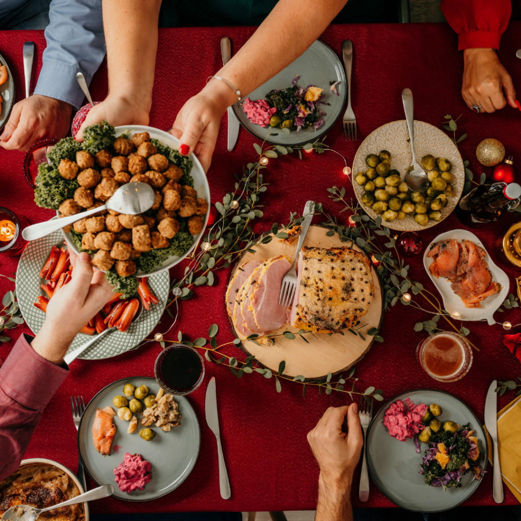 christmas dinner on table