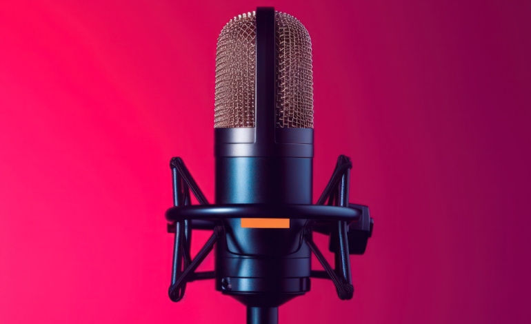 Podcast Mic on pink background