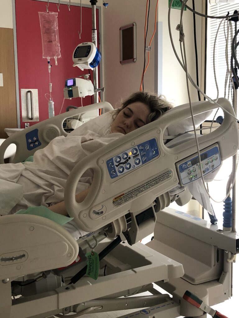 girl in hospital bed