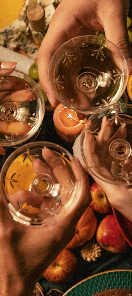 cheers with glasses of champagne