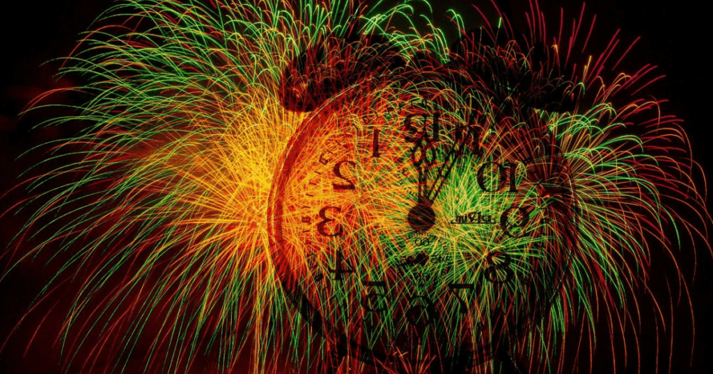 Clock with Fireworks